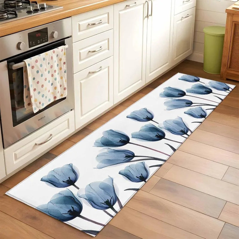 tapis moderne multicolore fleurs bleu papillons salon chambre cuisine decoration commercial extérieur salle bain
