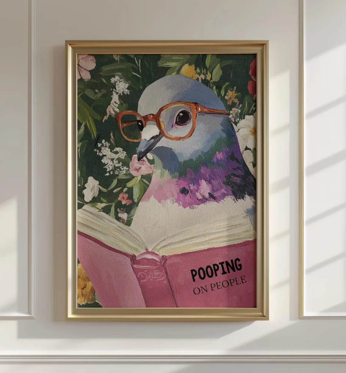 affiche pop art oiseau livres fleurs couleurs vives mur decoration chambre salon erotique humoristique