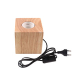 lampe table moderne minimaliste bois naturel noir géométrique câble interrupteur tringleEUR