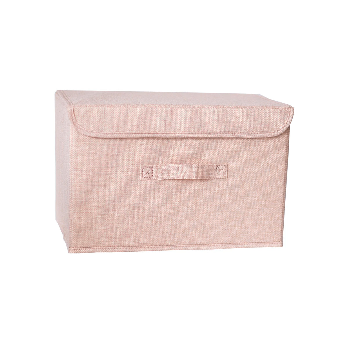 boîte rangement pliable tissu lin gris beige couvercle poignées vêtements