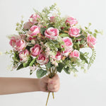 bouquet roses artificielles 30cm soie blanc rose rouge naturel decoration maison vase fleurs intérieur
