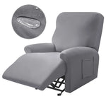 Housse fauteuil inclinable gris clair uni moderne adhésif poche respirante durable confortable hydrofuge lavable