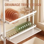 étagère murale moderne niveaux acier inoxydable blanc assiettes verres cuillères rangement serviettes