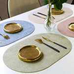 tapis table rectangulaire faux cuir effet lin moderne cuisine salle manger