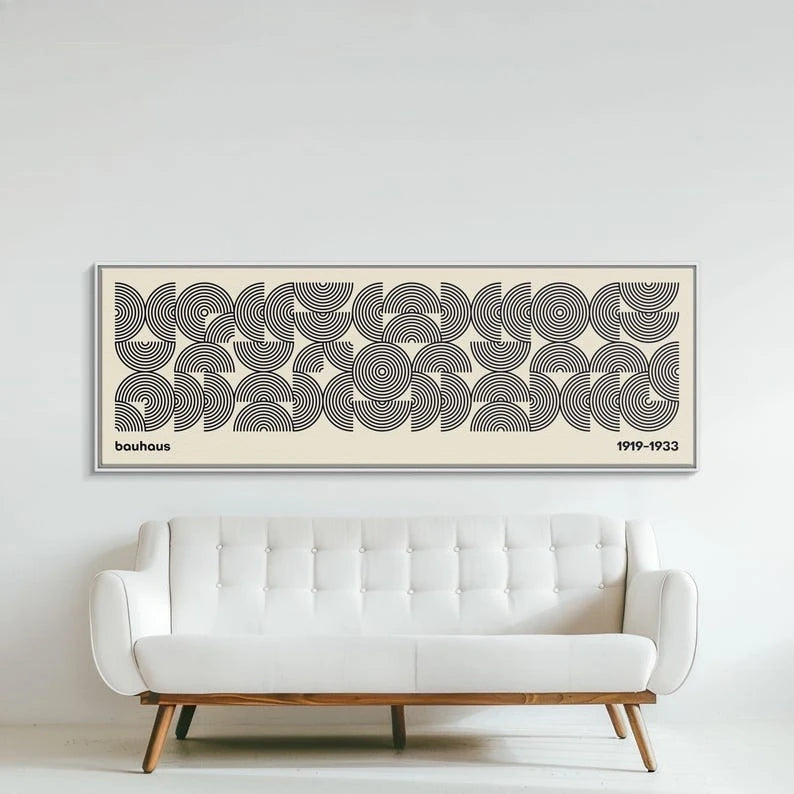 affiche moderne graphique spirales concentriques toile rectangle horizontal décoration intérieure abstraite encre imperméable opaque