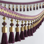 ruban brodé pompons rouge doré classique élégant blanc marron gris décoration artisanal bricolage