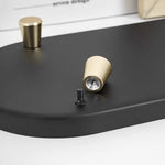 plateau ovale moderne plateau rangement métal couleur beige doré matériau mat opacité vis dorées
