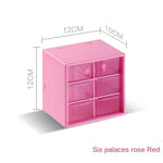 boîte rangement transparente moderne compartiments blanc rose tiroirs papeterie bijoux cosmétiques étudiants