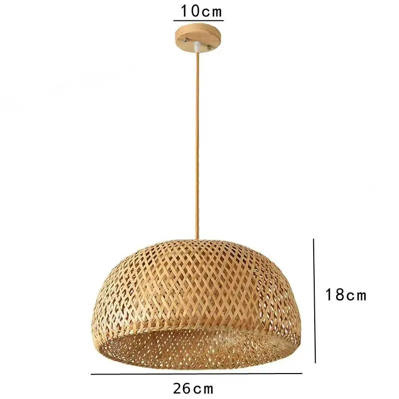 suspension lumineuse tissage bambou naturel moderne rustique 26cm opacité câble noir