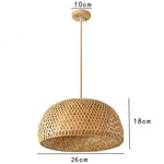 suspension lumineuse tissage bambou naturel moderne rustique 26cm opacité câble noir