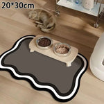 tapis absorbant moderne gris noir blanc chats chiens gamelles antibruit