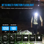 lampe frontale rechargeable led 1000lm noire tactique ipx8 multifonction mt16