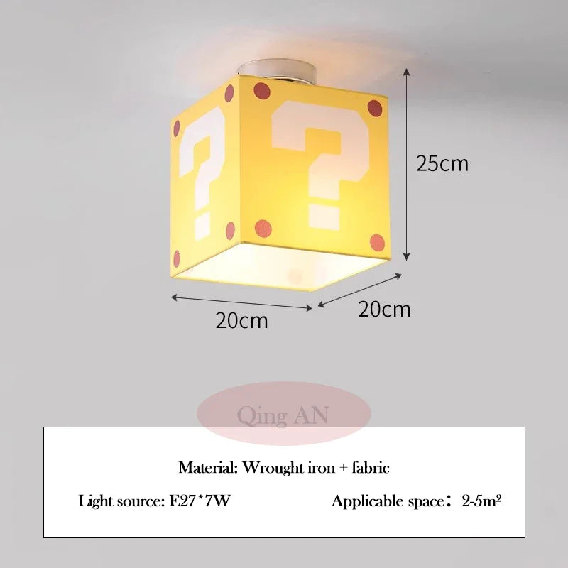 lampe moderne jaune question mark points rouges ludique lumière enfants chambre