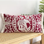 housse coussin brodée boho chic motif floral géométrique polyester 30x60cm decoration maison