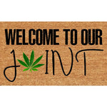 tapis d'entrée marron clair vert feuille cannabis antidérapant résistant intempéries moderne bienvenuextérieurintérieur
