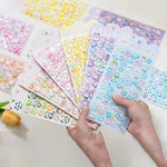 sticker adhésif kawaii animaux coeurs étoiles pastel multicolore transparent reflets