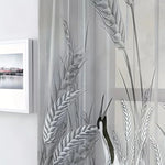 rideau imprimé oiseaux épis blé moderne transparent blanc gris fixations polyester large choix dimensions
