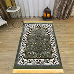 tapis prière islamique vert blanc floral polypropylène résistant décoration maison camping voyage extérieur plage