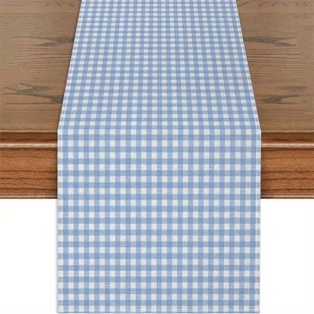 nappe table gingham bleu blanc rustique durable antipoil résistante facile entretien