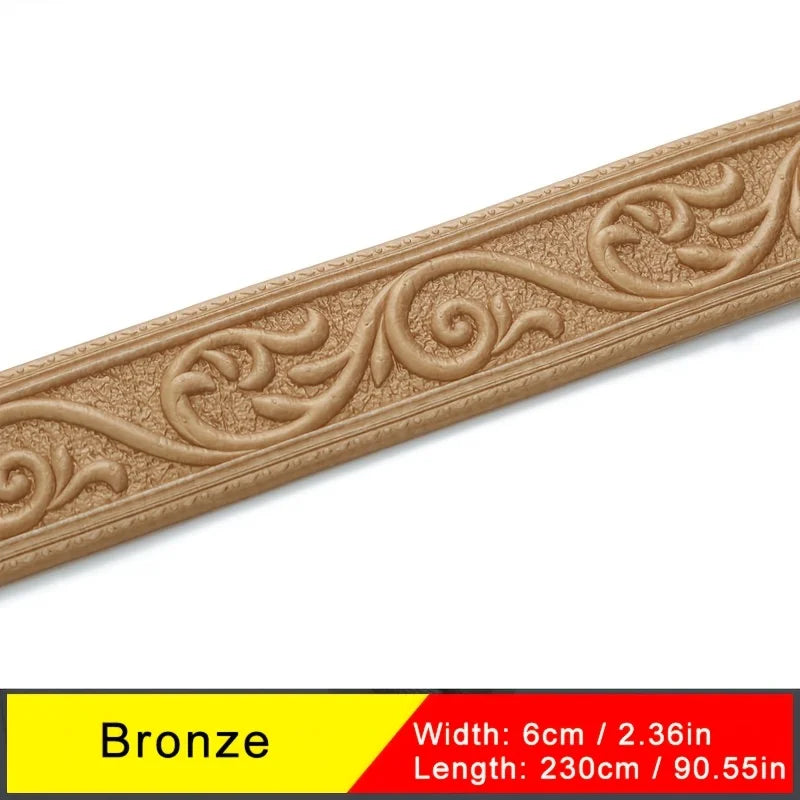 bordure murale autoadhésive 3d argent beige doré cuivre doré motifs floraux élégants décoration mur
