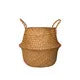 panier tissé paille naturelle boho blanc pompons poignées corde rangement