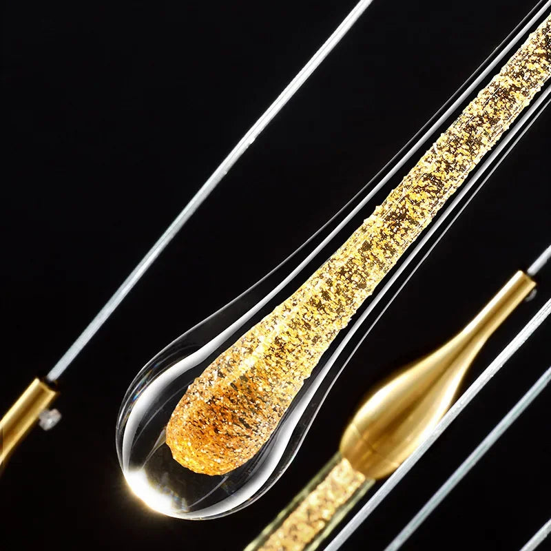suspension lumineuse or gouttelettes contemporaine 18 lumières spiral transparent élégante