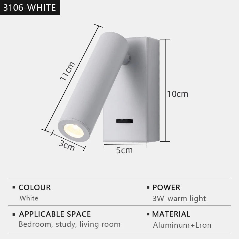 appliques murales led modernes réglables chambre salon entrée luminaire minimaliste rotation inclinaison bras orientable