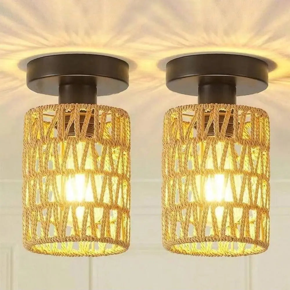 abat jour tressé rustique naturel tissu beige clair opalescent led