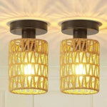 abat jour tressé rustique naturel tissu beige clair opalescent led