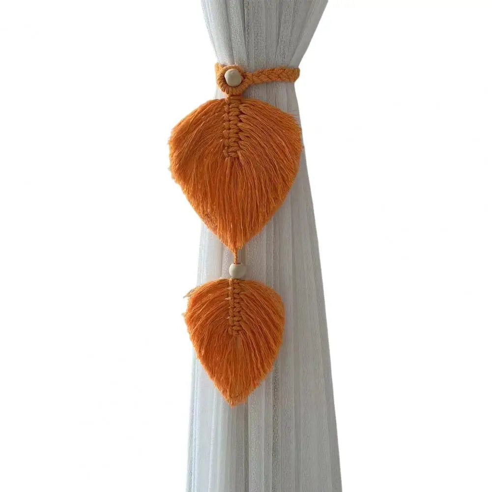 rideau boho feuilles coeur tissage main blanches couleurs variées transparent artisanal