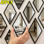 miroirs 3d adhésifs diamants géométriques moderne abstraits noir doré salon chambre
