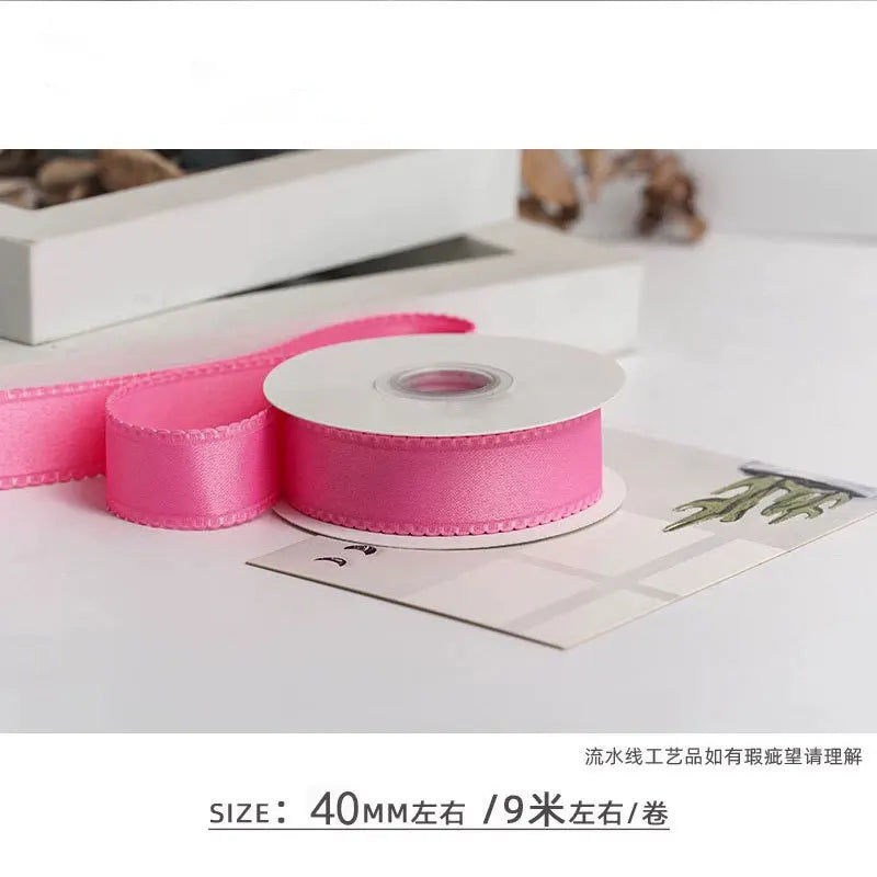 rubans polyester bords dentelés 4cm 10yards couleurs unies élégants décoration emballage cadeau mariage