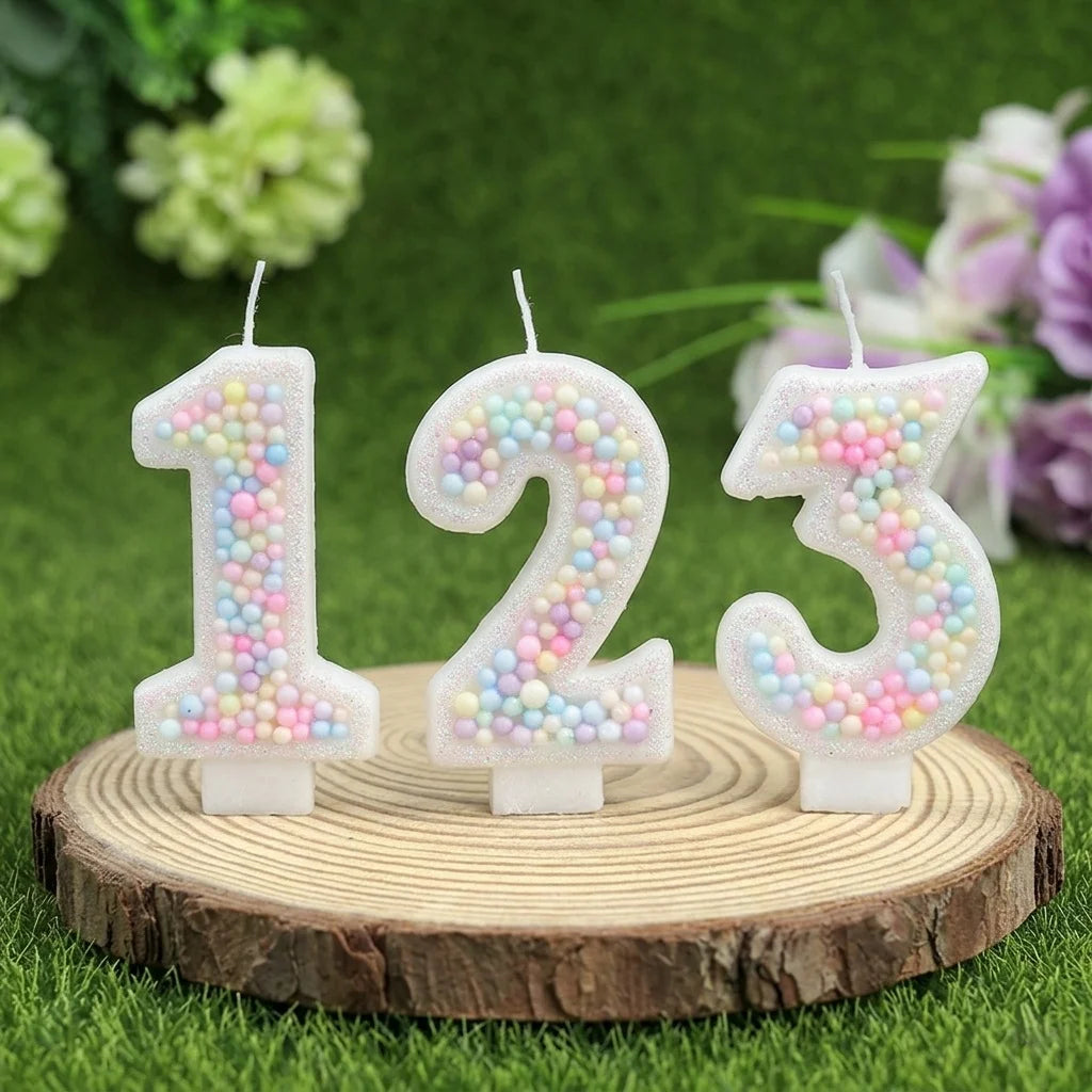 bougies numérales colorées blanc pastel anniversaire gâteau décoratives cire paraffine fixations invisibles set couteau