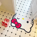 tapis sol antidérapant polyester salle bain dessin animé hello kitty arc rouge détails roses