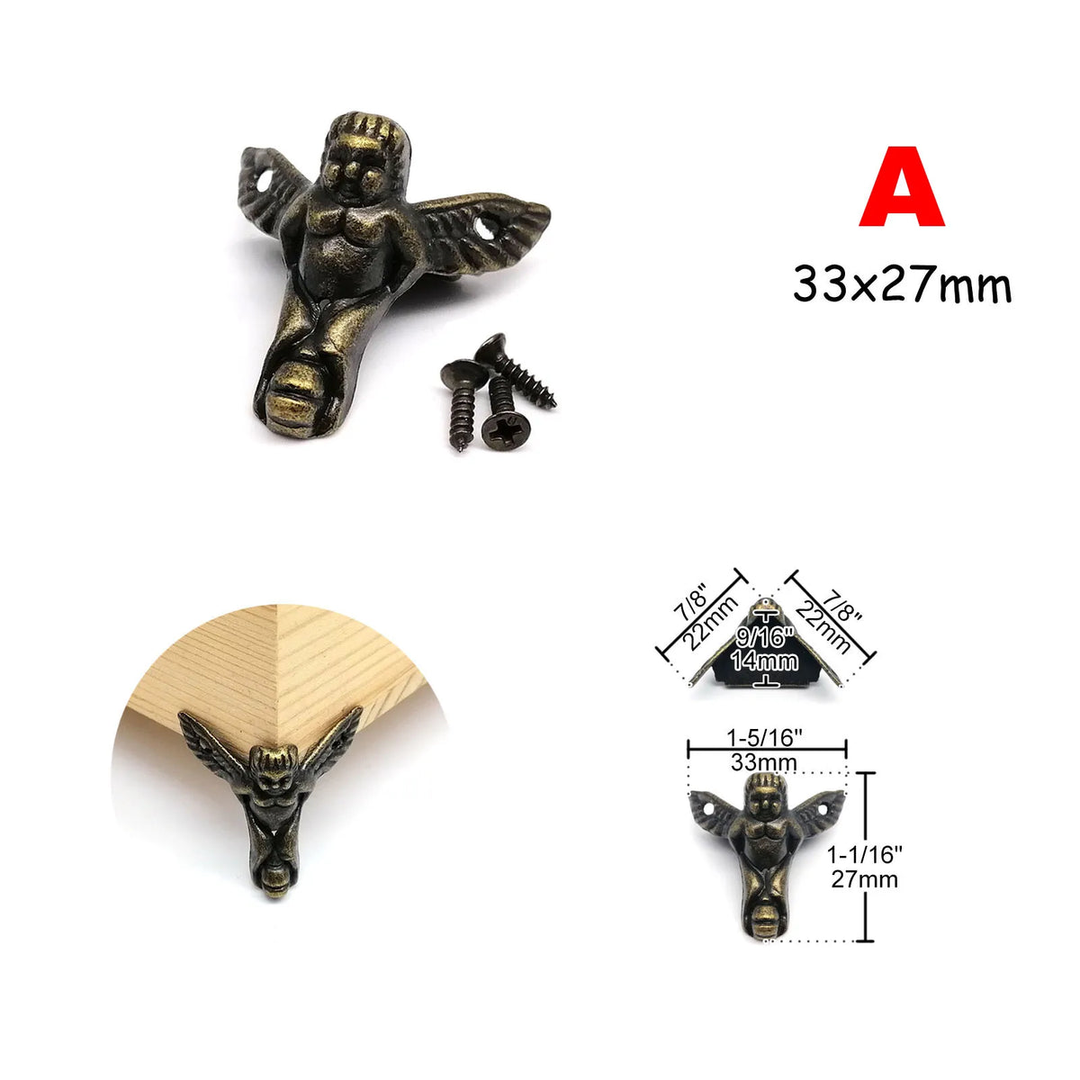 pieds meuble bronze sculpté ange lion vis vintage classique protection angle fixés