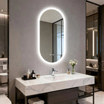 miroir lumineux ovale éclairage led moderne anti buée blanc beige gris