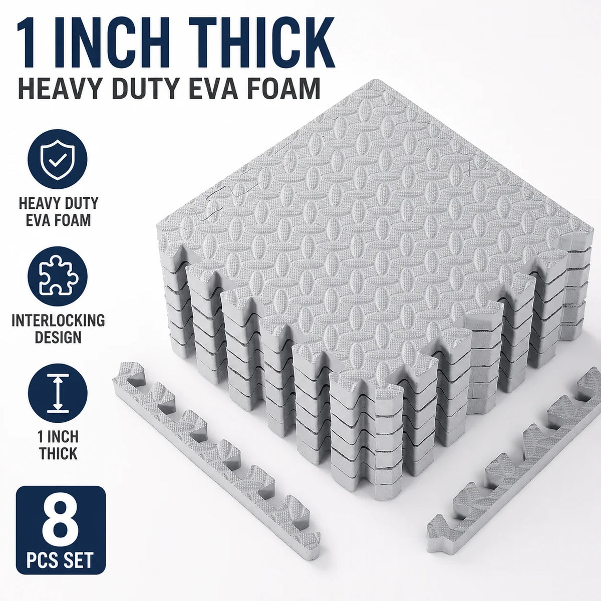 tapis sol mousse eva pouce interlocking gris clair texture ovale moderne pièces