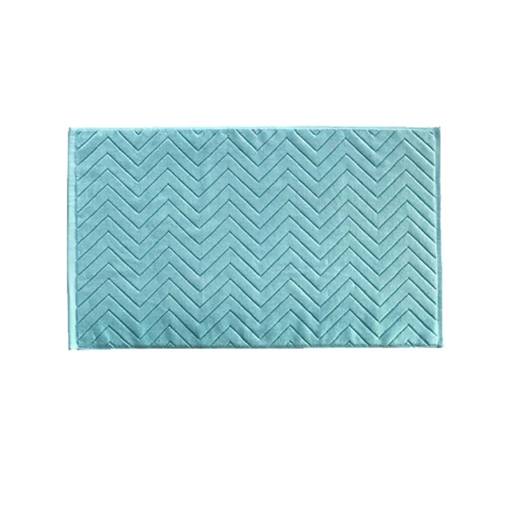 tapis bain coton antidérapant zigzag gris blanc vert moderne 40x60cm