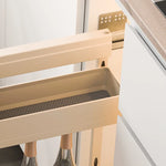 étagère cuisine moderne beige clair compartiments texturés clips métalliques rangement efficace aluminium save space