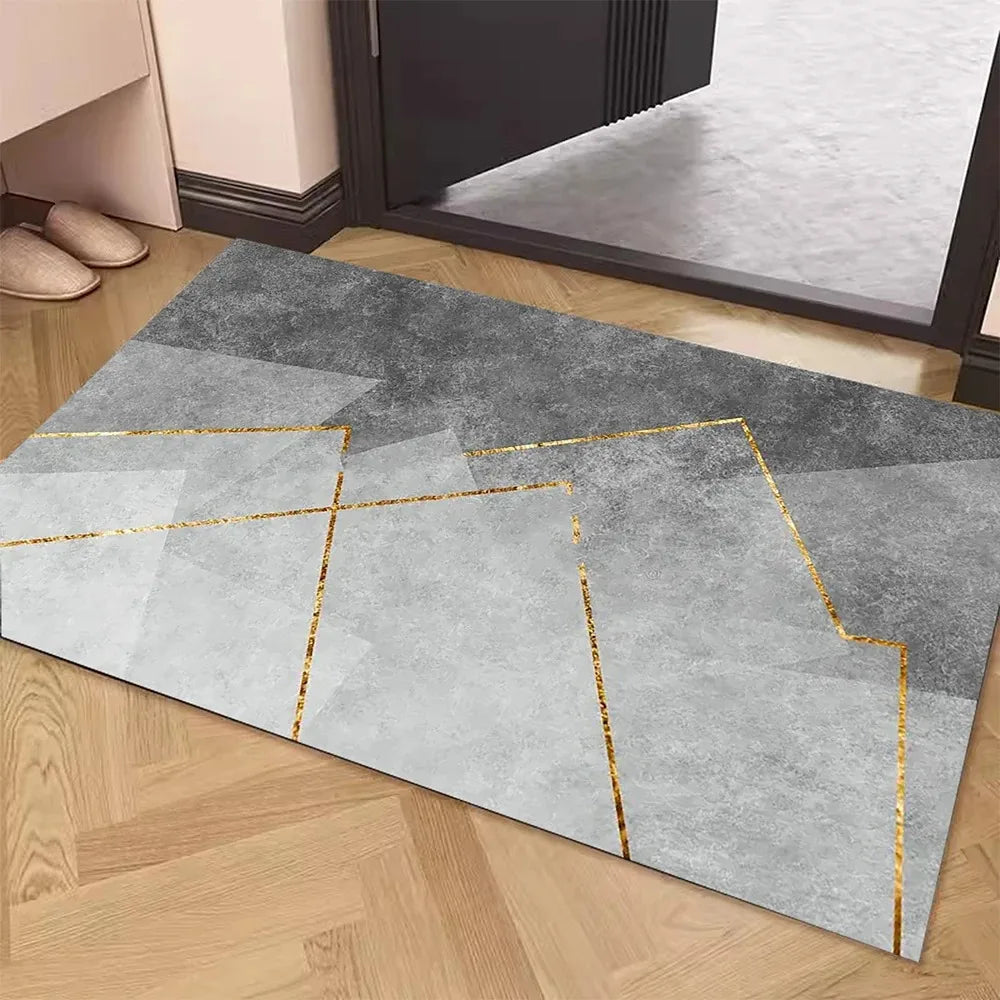 tapis gris moderne géométrique antidérapant salon porte 40x60cm 50x80cm polyester