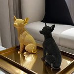statues chiens or noir moderne décoration intérieure élégante collectible animaliaux
