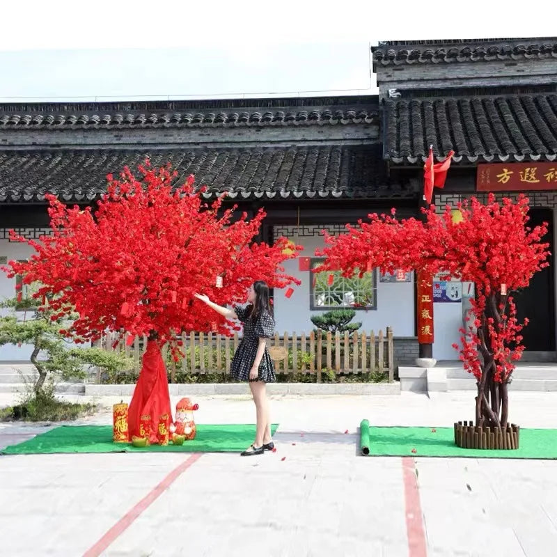 arbre décoratif artificiel rouge extérieur fêtes nouvelles années