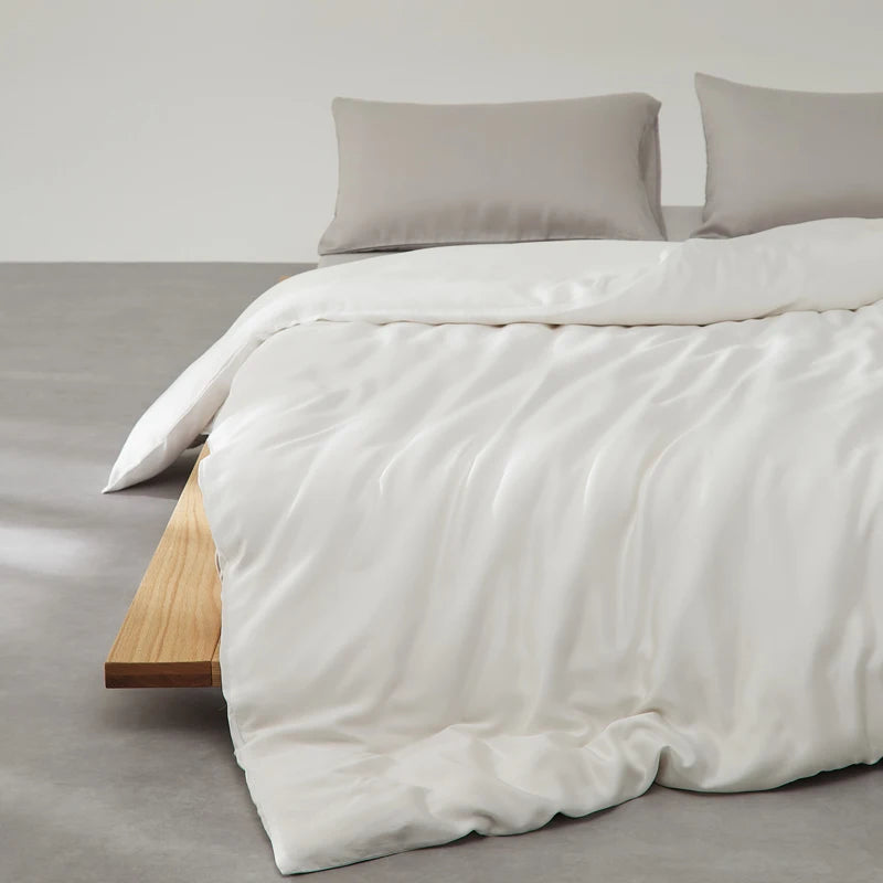 housse couette lyocell 100% 220x240cm douce blanche literie luxe minimaliste maison
