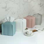 boîte mouchoirs simili cuir moderne blanc bleu rose marron minimaliste