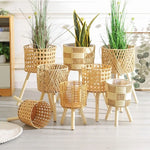 paniers pieds tressés moderne rustique plantes artificielles naturel beige clairextérieur patio jardin
