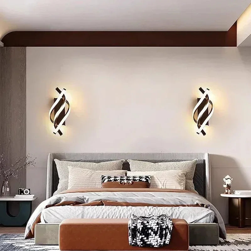 lampe murale moderne abstraite aluminium blanc noir éclairage chambre coucher led couleurs