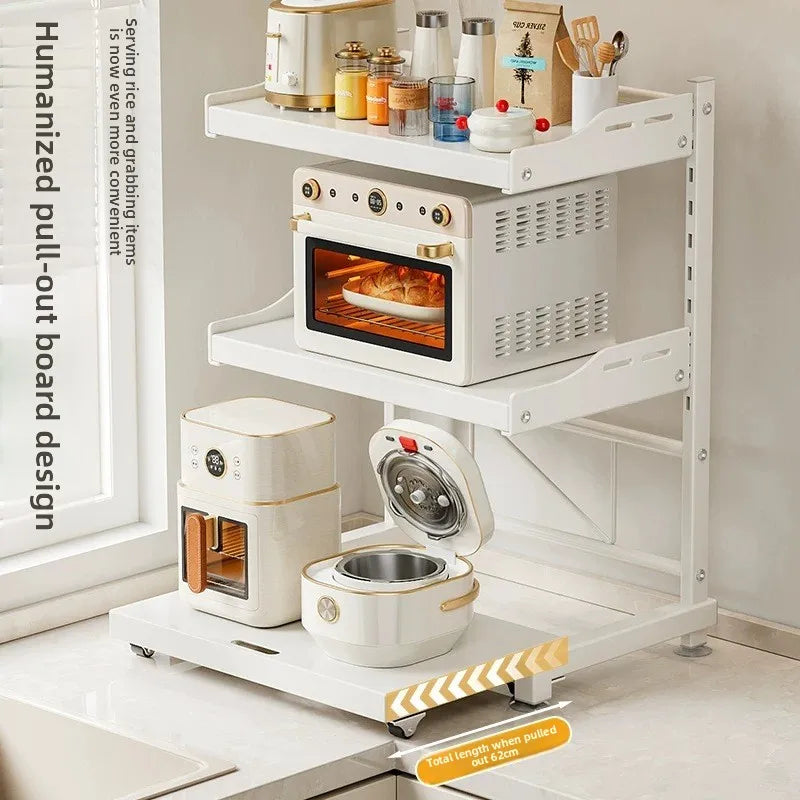 meuble rangement trois niveaux blanc moderne roulettes acier cuisine assaisonnement multifonctionalité countertops
