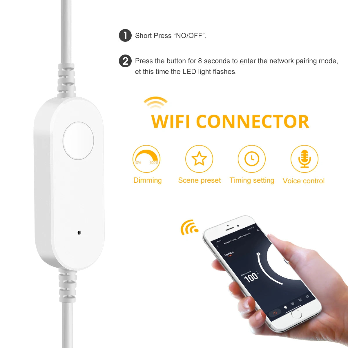 Ruban led cob blanc blanc chaud adhésif dimmable application tuya moderne contrôlabile alexa google