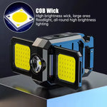 lampe torche rechargeable moderne compact noir bleu jaune texturée interrupteur tactile charge Type clips