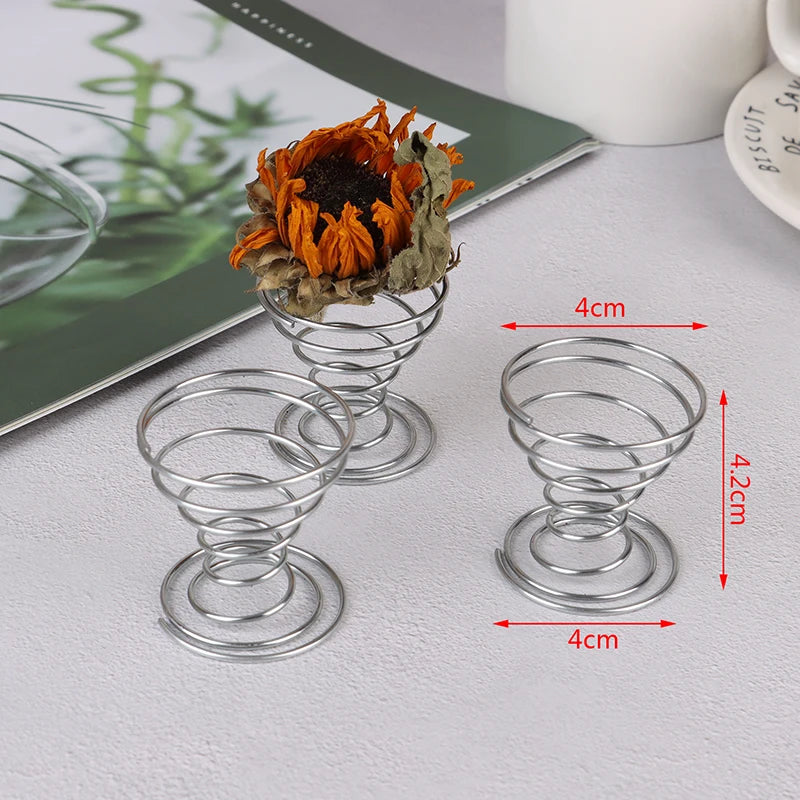 support fleurs séchées argenté structure spirale moderne minimaliste fixations invisibles